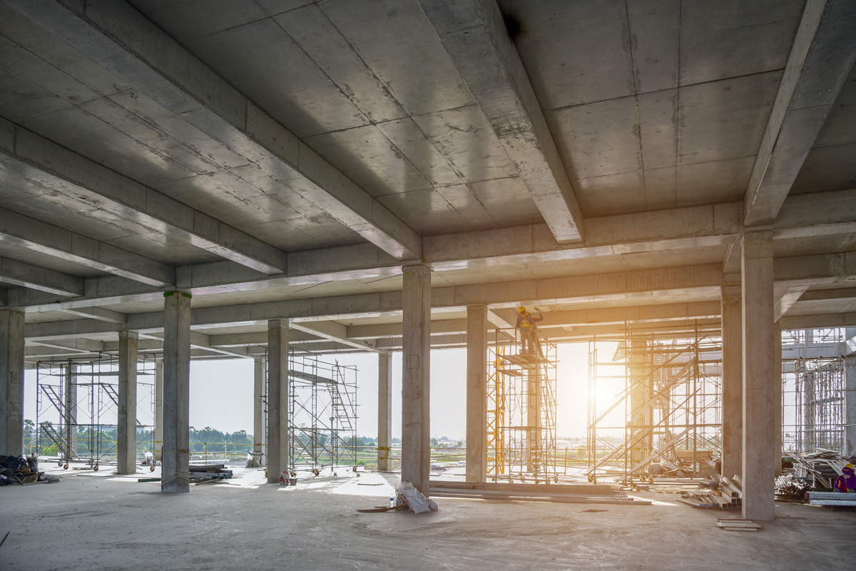 An industrial building made out of concrete in construction in Hobbs.