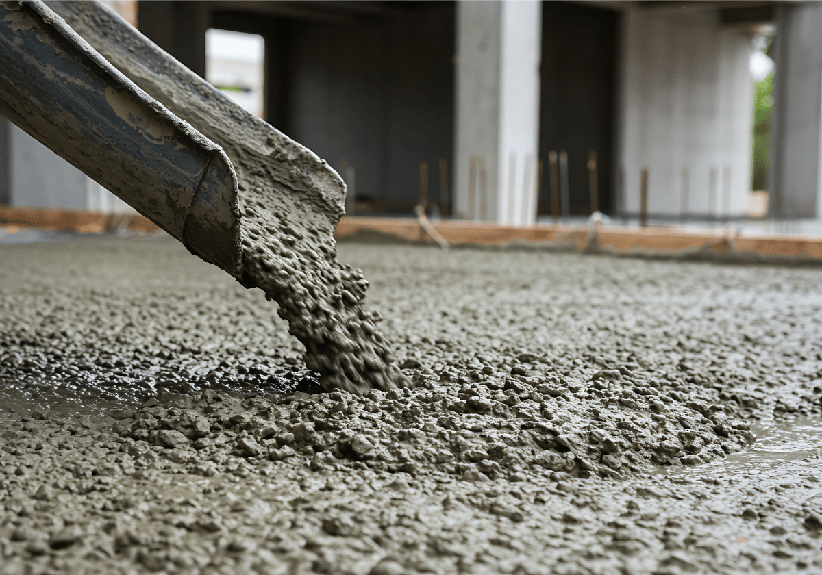 Concrete being poured at a commercial site
